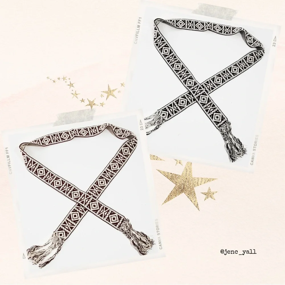 Boho Pattern Braided Belt 60” available in Black or Brown